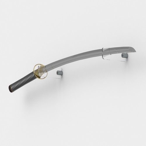 Minimalist katana wall mount - mount, /