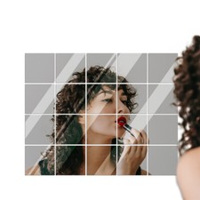 1-90Pcs Mirror Tiles Wall Sticker Square Self Adhesive Stick On DIY Art Home UK