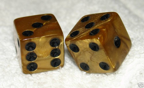 Gold metalic colored dice - gold,
