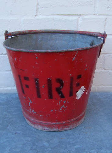 Vintage fire bucket metal - fire,