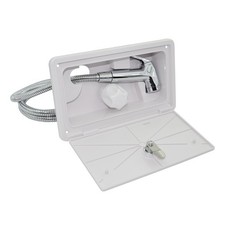 Caravan RV External Shower Box Kit & Lock Exterior Faucet PP material White