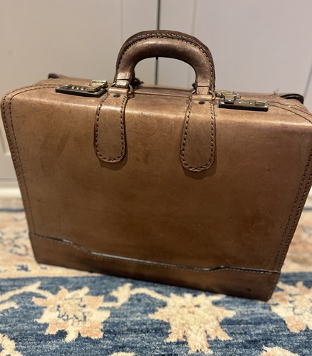 Large brown leather - leather, attache