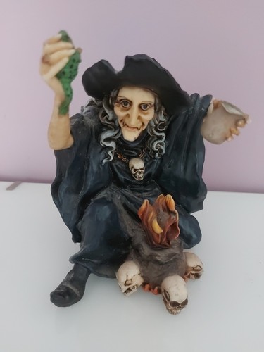 Witch and cauldron figurine - witch,