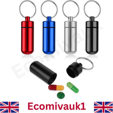 Keychain Pill Holder Organizer Portable Keyring Container Case Pocket Box Tablet