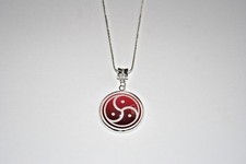 Bondage Emblem Dome Charm Euro Necklace Chain Jewellery Dominant Submissive Red