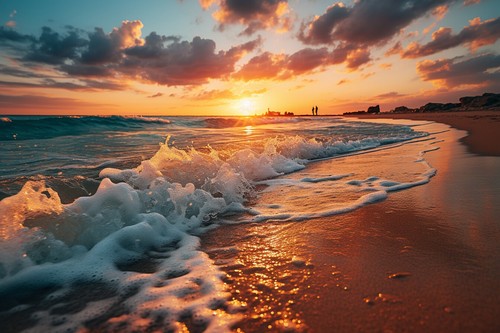 Beach sea sunset canvas - sea,