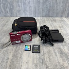 Nikon Coolpix S230 Metallic Plum Camera 10MP 3xZoom Digital Camera Bundle Tested