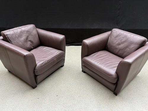 Pair brown leather club - of,