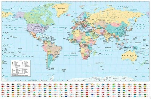 World map maxi poster - maxi, black