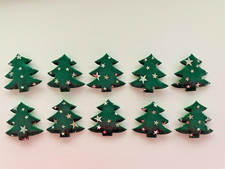 Silver Star Tree 10pc Holiday Fabric Applique Embellishments- Hairbow, Scrapbook