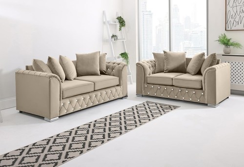 Plush velvet sofa set - set, 3