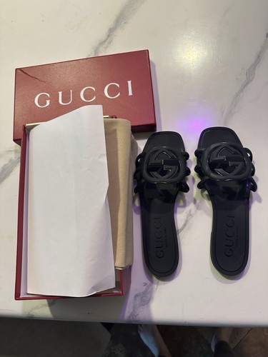 Gucci black rubber slides - ,