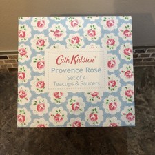 Set 4 Cath Kidston Provence Rose Large Breakfast Cups & Saucers 