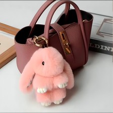 Fluffy cute artificial Rabbit Fur Pompon Bunny Keychain Fur for Girls Bag
