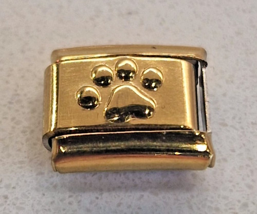 Gold paw italian charm - gold,