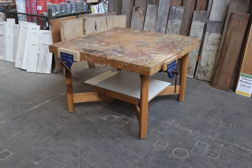 Woodwork bench with record - with,