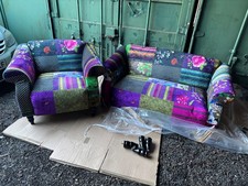  Patchwork Fabric 2-Seater Sofa And Armchair