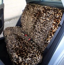 Gold Leopard faux fur seat covers for all Ford car models - full set
