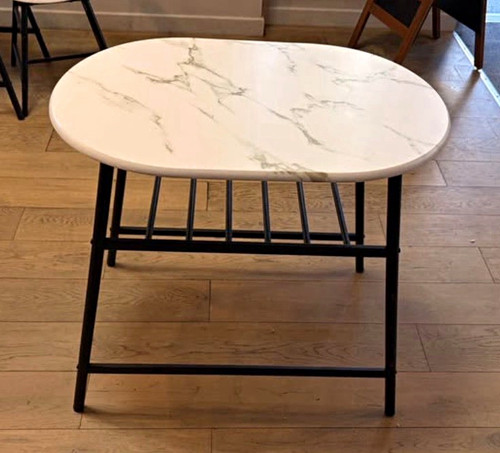Oval side table white marble - oval,