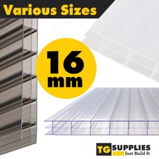 16mm Polycarbonate Roofing Sheets Plastic Sheets UV Protected - VARIOUS SIZES