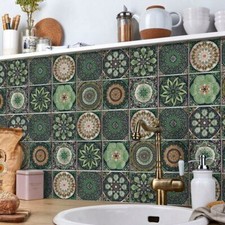 24 Pcs Moroccan Style Tile Wall Stickers Kitchen Bathroom Self-Adhesive Decals
