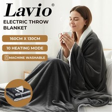 Lavio Electric Heated Blanket Throw Soft Flannel Fleece Washable Fast Heat Up