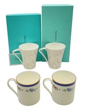 Auth TIFFANY & Co. Floral & Notes Pair Ceramic Mugs Set 4 Pairs W/boxes SK100262