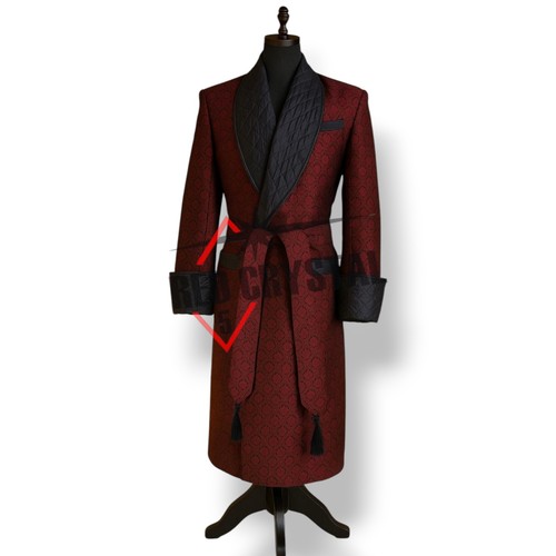 Men wool smoking jacket - wool,