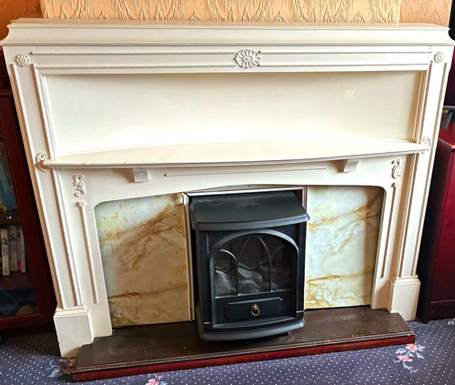 Wood fireplace surround with - fireplace,
