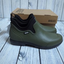Aigle Lessfor Plus M2 Rubber Wellington Ankle Boots Short Wellies Khaki UK 9.5