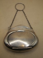 Birmingham 1914 Sterling Silver Purse Shaped Vanity Box / Powder Compact Mirror