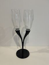 Moët & Chandon Dual Champagne Flutes Holder Black EUC RARE