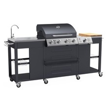 Boss Grill Texas Outdoor Kitchen - 4 Burner Gas BBQ Grill with Side Burner - Bla