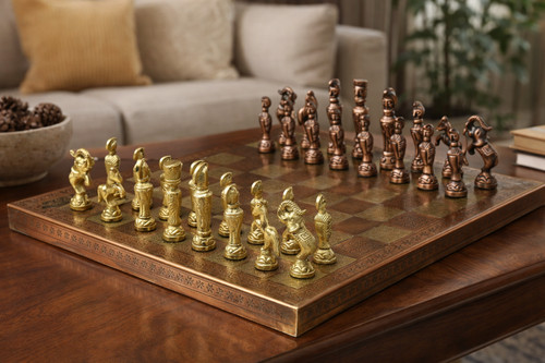Brass chess set - antique, finish