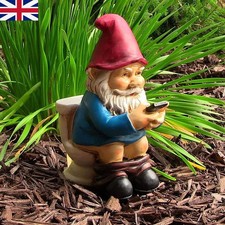 Naughty Garden Gnome Lawn Ornament Funny Sitting on the Toilet Dwarf Mini Statue