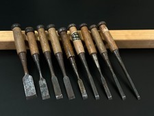 Vintage Japanese Chisel 9set nomi made by blacksmith/Hammer Hand Tool j33