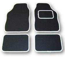 FIAT 500 & X & L UNIVERSAL Car Floor Mats Black Carpet & White Edge Trim