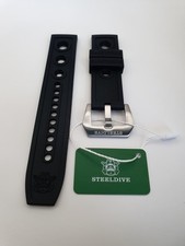 Steeldive Auto Replacement Watch Band Dive Rubber Strap 20mm BLACK 💢UK STOCK