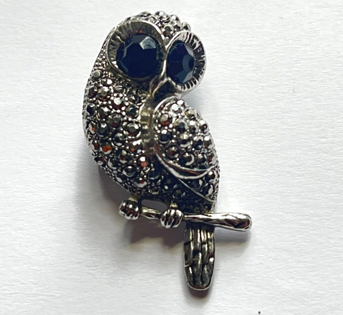 Owl brooch silver - brooch,