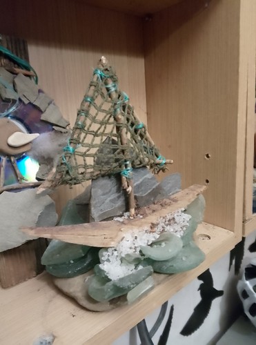 Sea glass and pebble art - glass,
