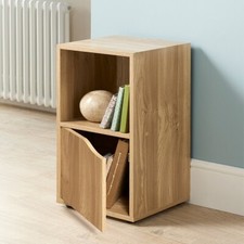 2 Cubes Wooden Small Cube Storage Unit Wooden Bookcase 1 Door Free Standing Unit
