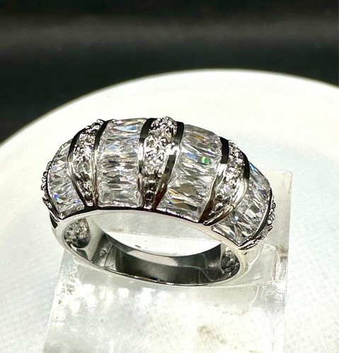 Silver emerald cut - , ring