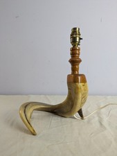 Vintage Rams Horn Lamp Electric Table Light Deer Antler Legs Country Style 
