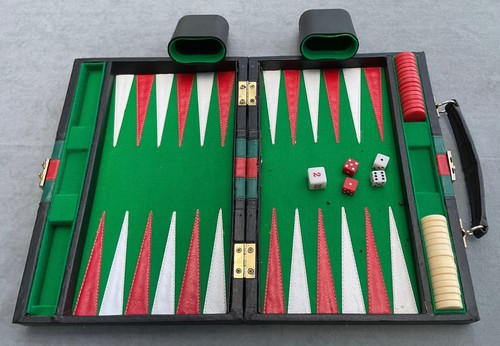 Baackgammon set leather - set, in