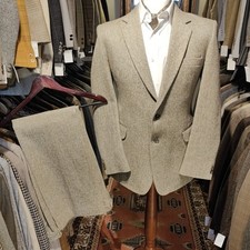 Vintage Mens 40R 34W Tweed 2 Two Harris Styl Piece Suit Jacket Trousers Brown 
