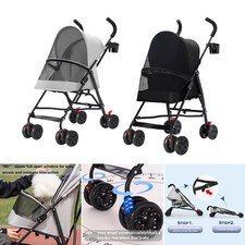 Pet Stroller Pram Dog Cat Carrier Travel Mesh Pushchair Foldable Puppy Trolley