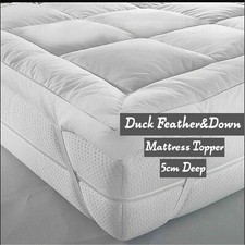 Mattress Toppers 5cm/2'' Duck Feathers&Down Box Stitch Single Double King S-King