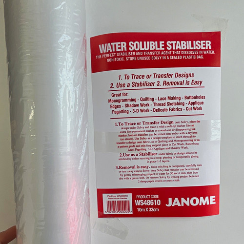Janome water soluble wash away - soluble, wash-away