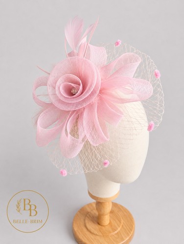 Baby pink mesh fascinator - baby,