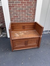 Vintage Wood Original Monk Chair/ Church Pew Bench For Hall, Entry, Or Bedroom